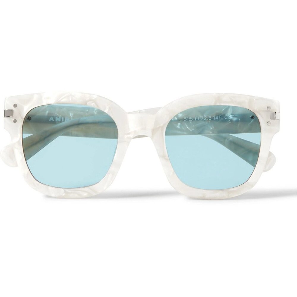 White Pearl Frame Blue Lens Sunglasses